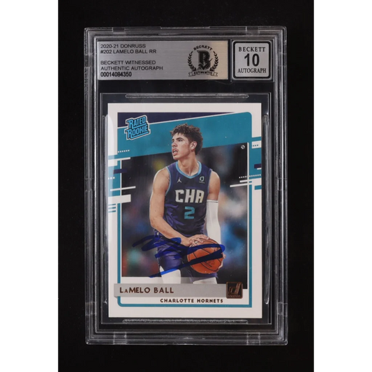 LaMelo Ball 2020-21 Donruss rookie card autographed Beckett graded 10