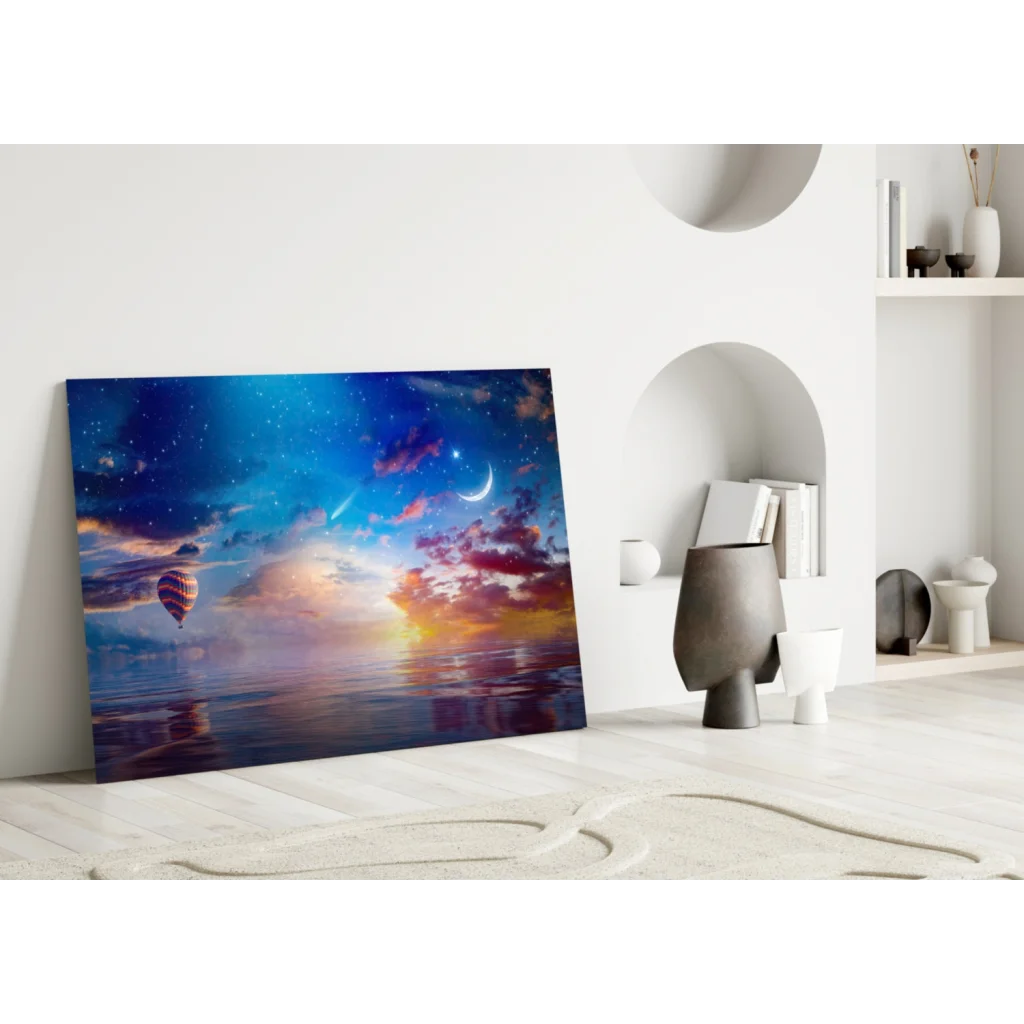 Dreamy Hot Air Balloon Starry Sky Wall Art Canvas Print | Modern Wall Art Decor | vintageantiquesgifts.com