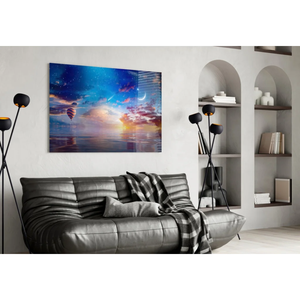 Dreamy Hot Air Balloon Starry Sky Wall Art Canvas Print | Contemporary Home Wall Art | vintageantiquesgifts.com
