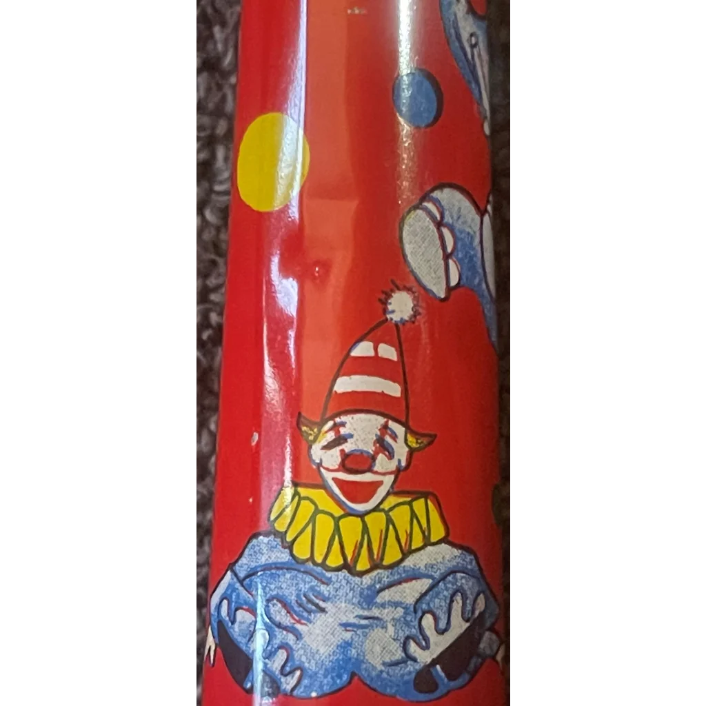 Large Vintage 1960s World Circus Tin Horn Noisemaker Clowns Animals Balloons Collectibles Antique Collectible Items