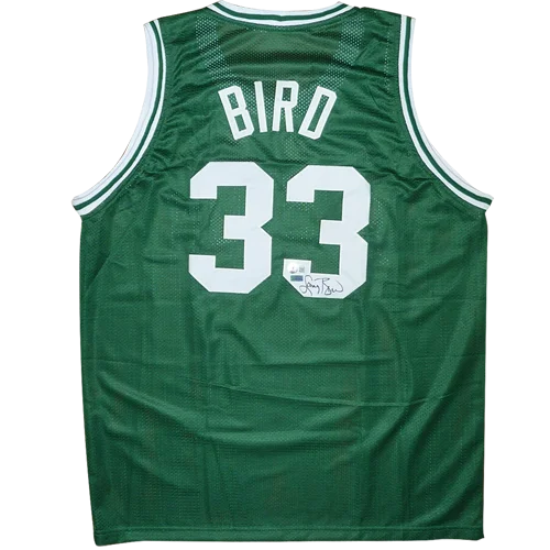 Larry Bird autographed green Boston jersey with #33 and signature patch