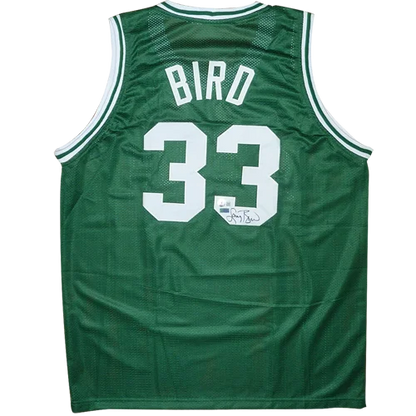 Larry Bird autographed green Boston jersey with #33 and signature patch