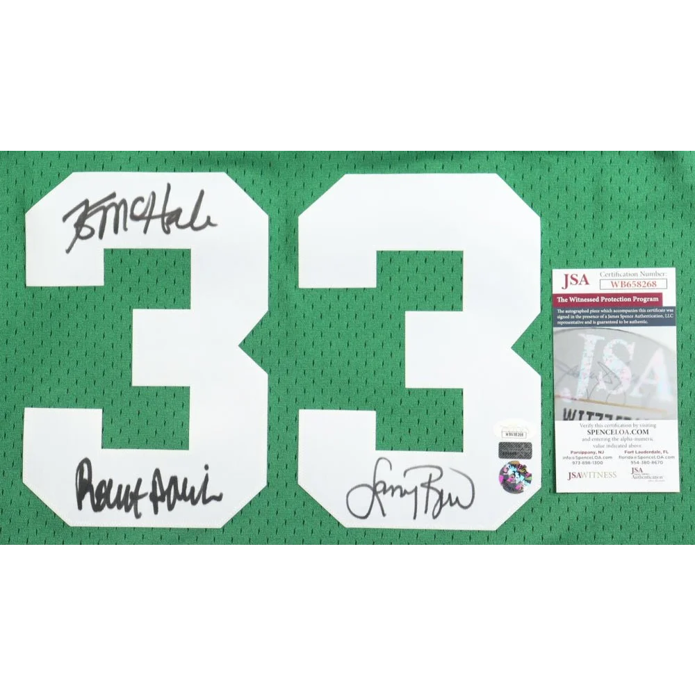 Larry Bird signed Celtics jersey with JSA authenticity for England picture purposes