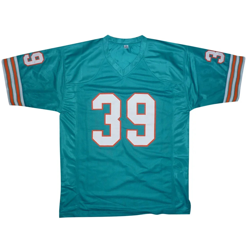 Larry Csonka autographed teal Miami Dolphins custom jersey #39 JSA