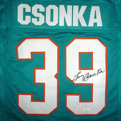 Larry Csonka autographed teal Miami Dolphins jersey #39