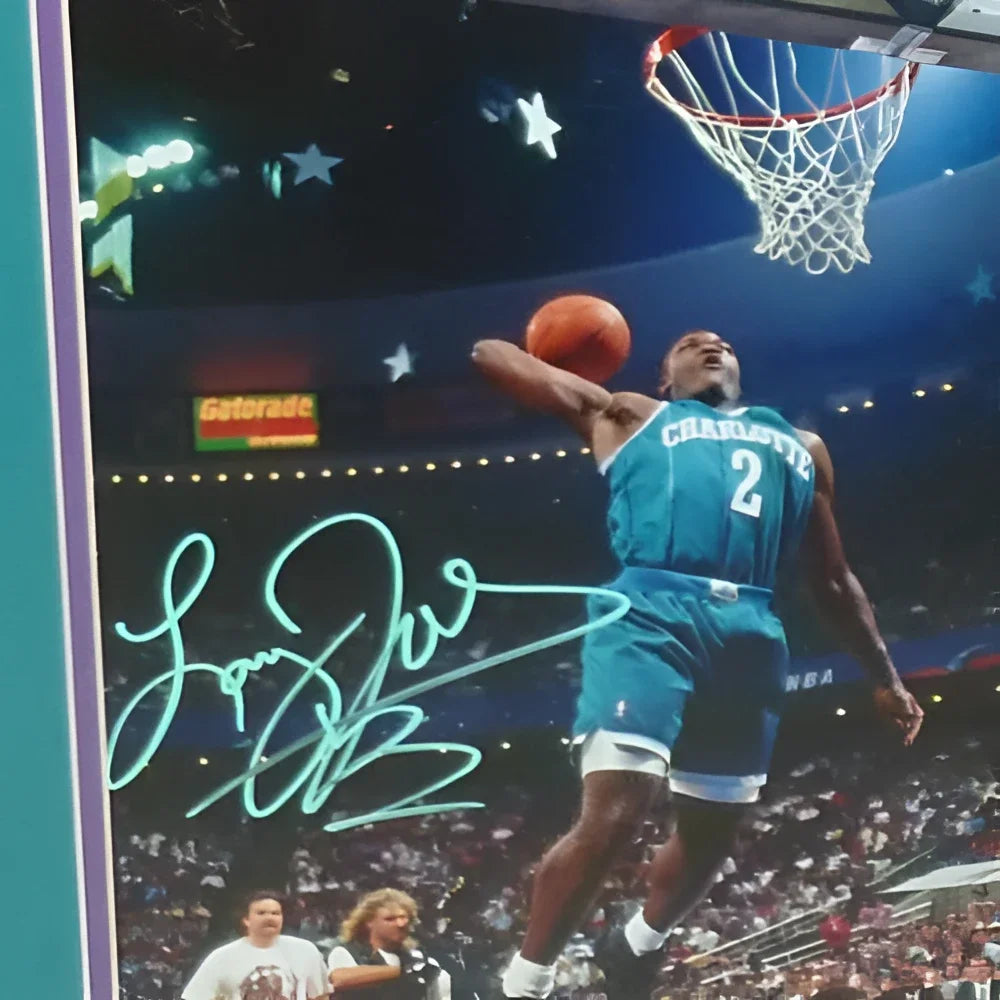 Larry Johnson autographed Charlotte Hornets slam dunk contest deluxe framed 11x14 photo
