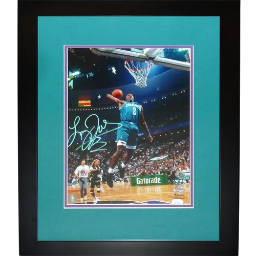 Larry Johnson autographed Charlotte Hornets slam dunk contest deluxe framed 11x14 photo