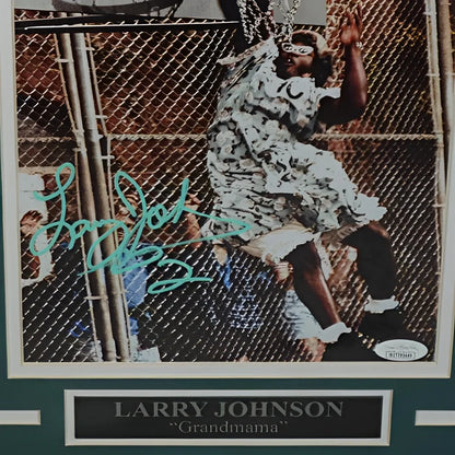Larry Johnson autographed Grandmama deluxe framed 8x10 photo