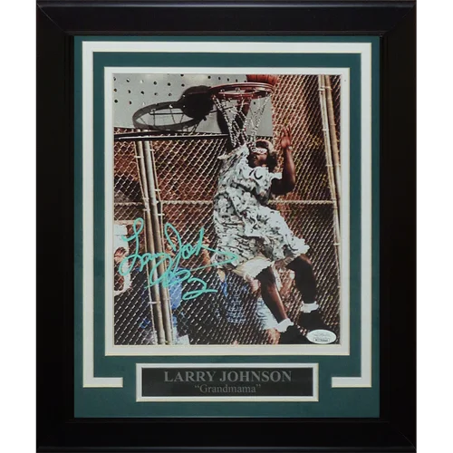 Larry Johnson autographed Grandmama deluxe framed 8x10 photo