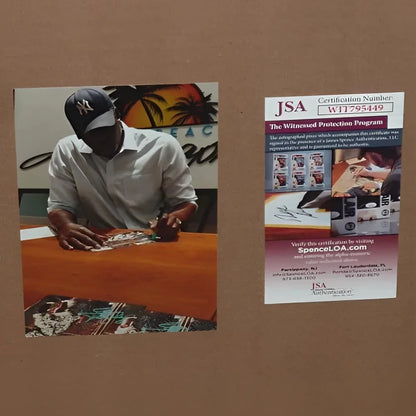 Larry Johnson autographed Grandmama deluxe framed Yankees photo