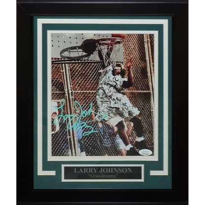 Larry Johnson autographed Grandmama deluxe framed photo