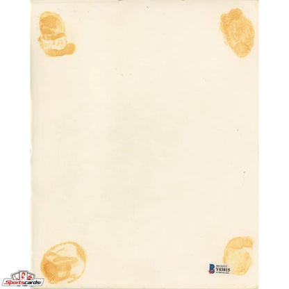 Legendary NBA Commissioner Larry O’Brien signed photo on cream paper with gold accents