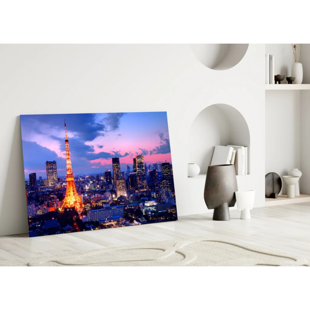 Tokyo Tower Twilight Glow Canvas Wall Art | Modern Wall Art Decor | vintageantiquesgifts.com