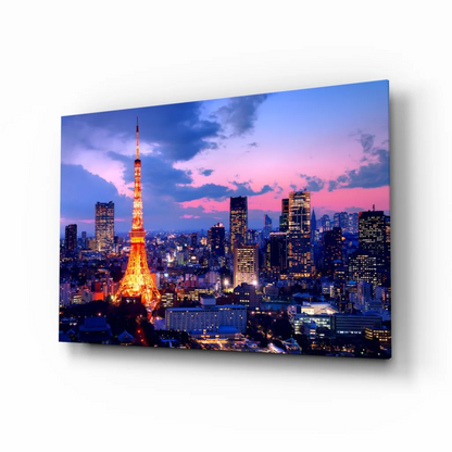 Tokyo Tower Twilight Glow Canvas Wall Art | Insigneart USA | vintageantiquesgifts.com