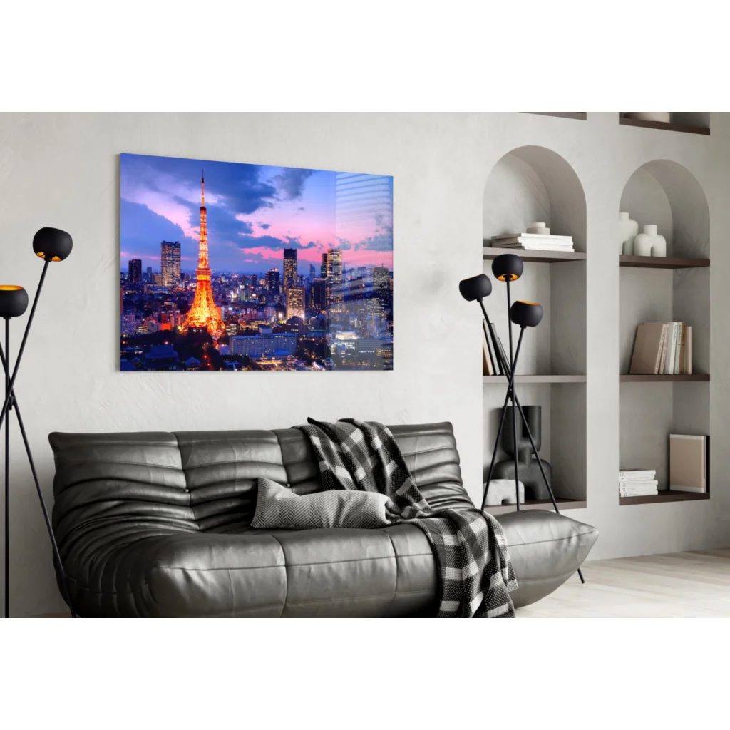 Tokyo Tower Twilight Glow Canvas Wall Art | Contemporary Home Wall Art | vintageantiquesgifts.com