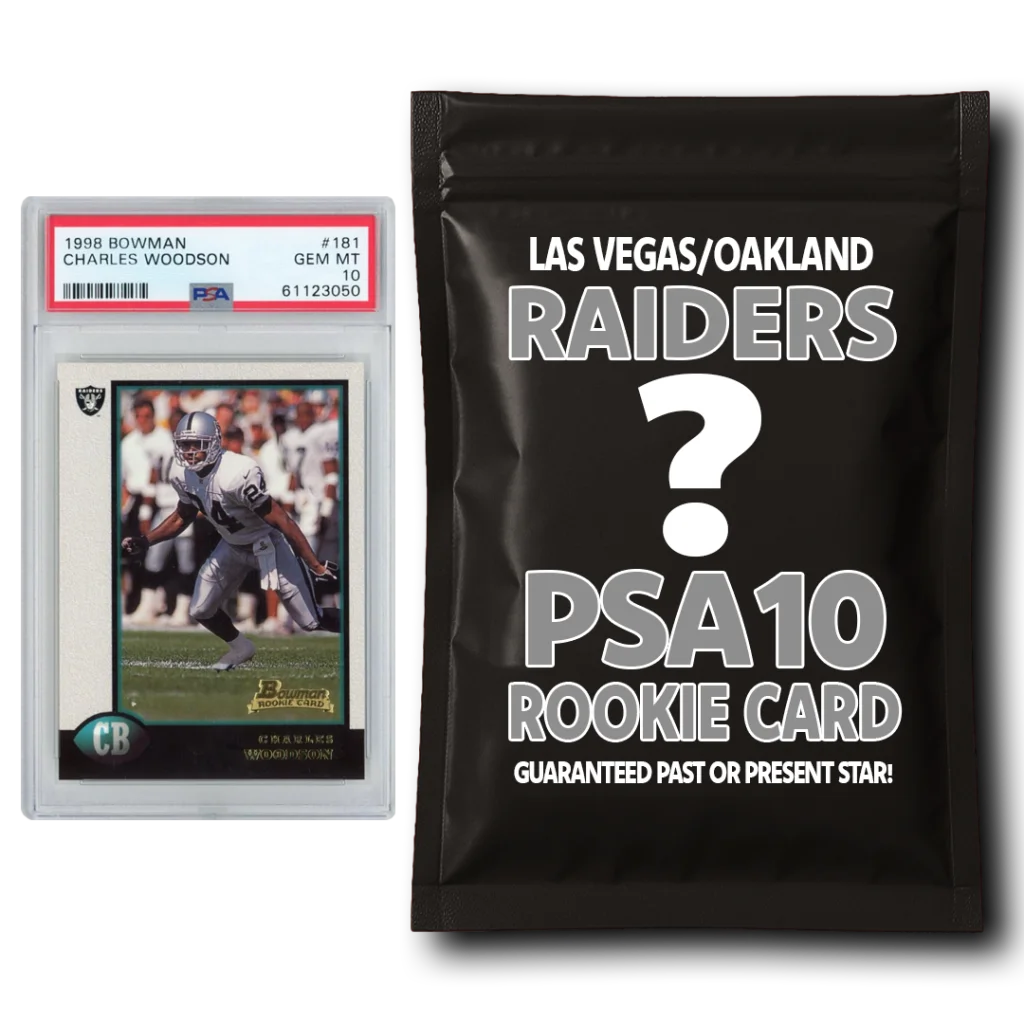 Las Vegas Raiders PSA 10 Graded Rookie Card Mystery Pack | Hall of Fame Sports Memorabilia | vintageantiquesgifts.com