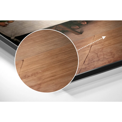 Wooden floorboard with grain and knots in Last Supper brushed aluminium dibond art