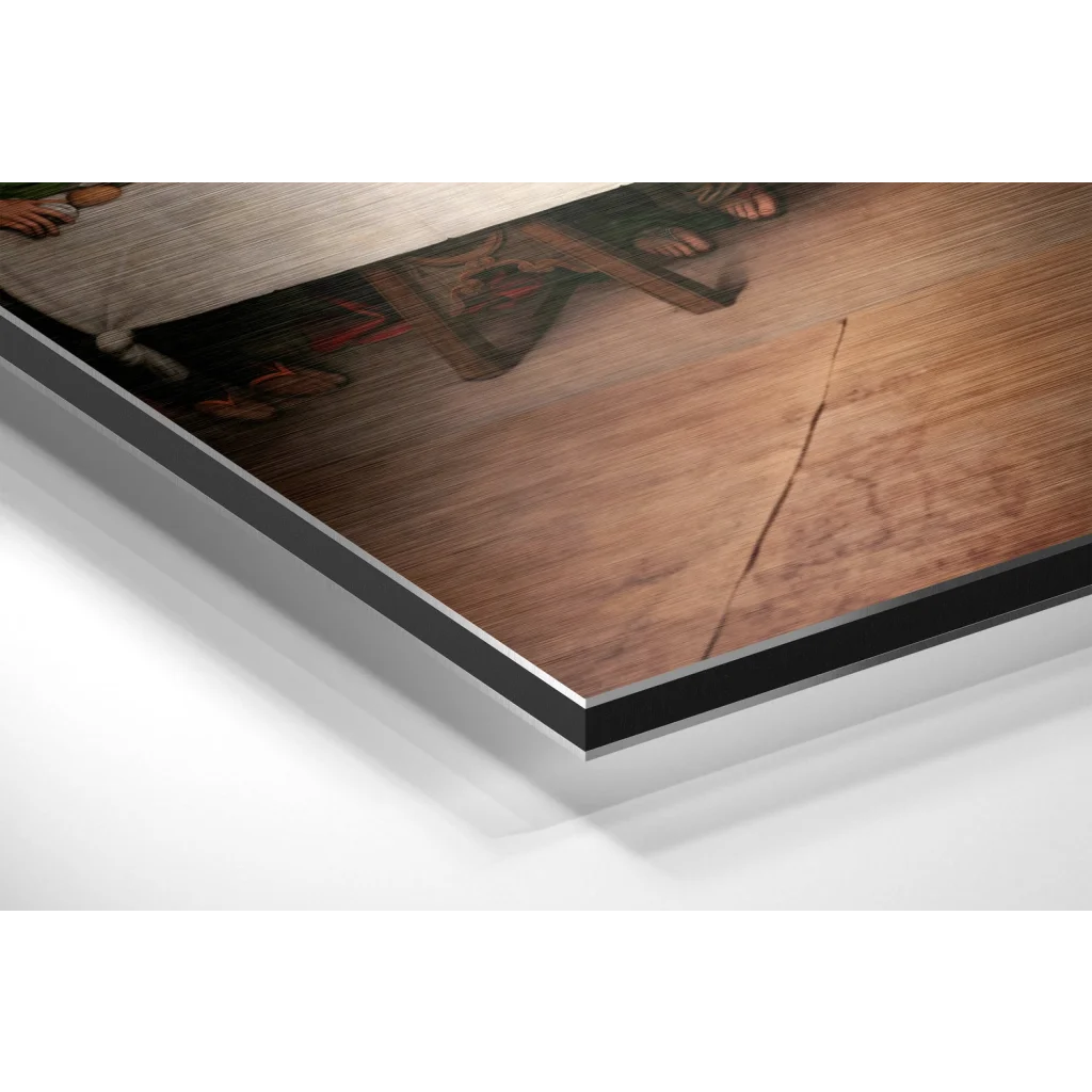 Wooden floor with visible grain in Last Supper brushed aluminium dibond art