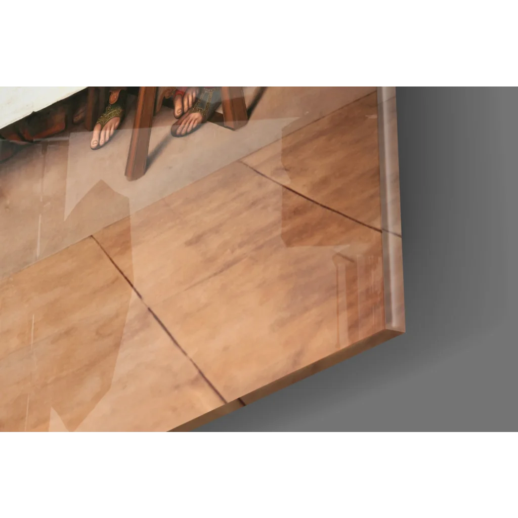 Warm brown wooden floor under Leonardo Da Vinci Last Supper wall art print