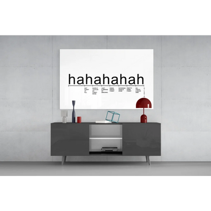 Hahahaha laughter scale canvas wall art print with bold black text