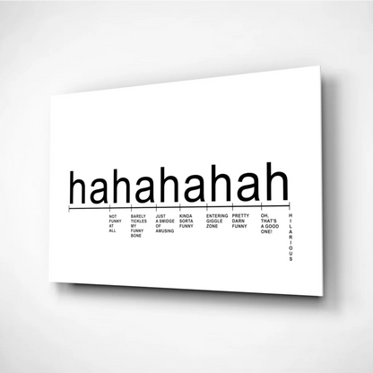 Hahahaha laughter scale canvas wall art print with bold text