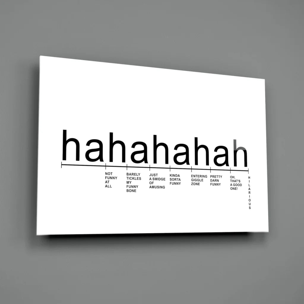 Hahahaha laughter scale canvas wall art print with bold text and reactions