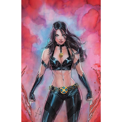 Laura Kinney Wolverine Sabine Rich black leather costume with gold accents and belt