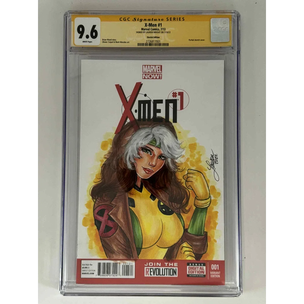 Lauren Wright exclusive sketch X-Men #1 CGC yellow label 9.6 with Storm drawing