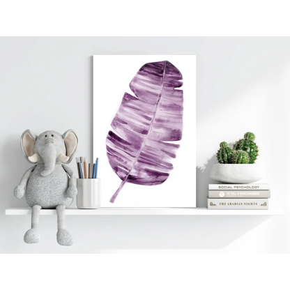 Lavender banana leaf aluminum wall art print with watercolor texture