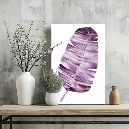 Lavender banana leaf aluminum wall art print on white background