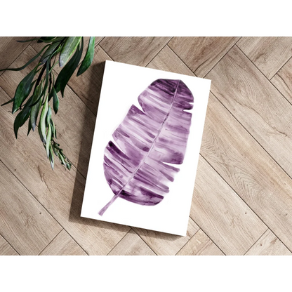 Lavender banana leaf print on white background wall art