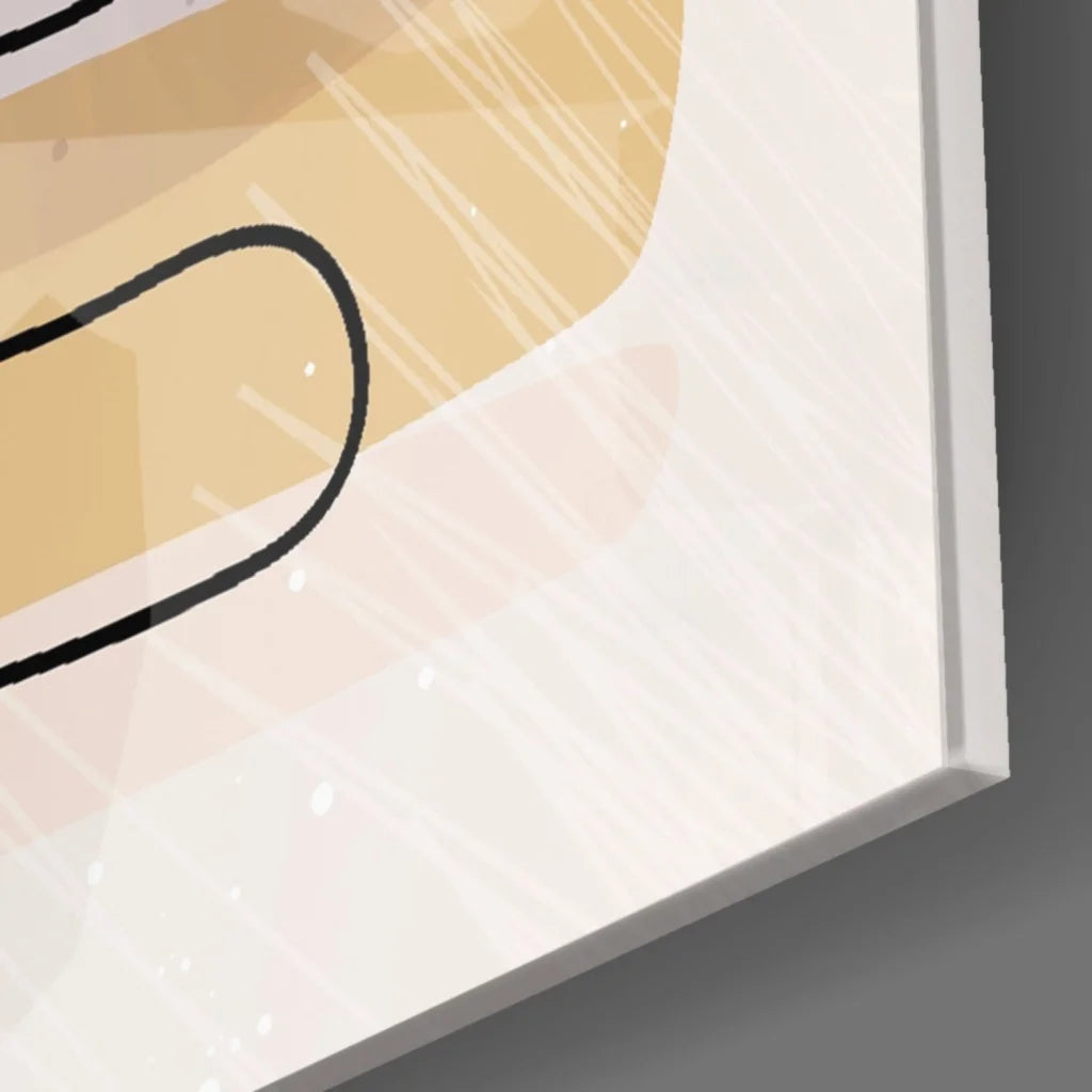 Modern Lavender Blush glass wall art with black wave design