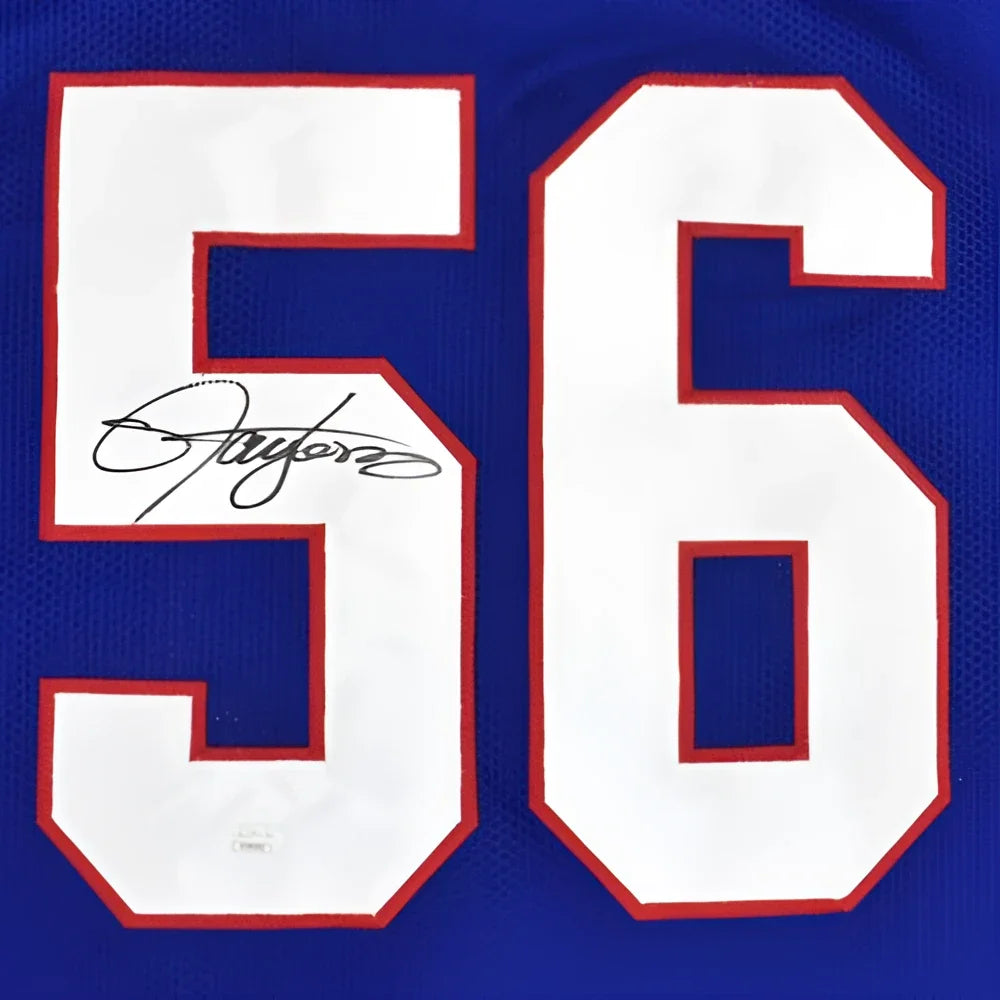 Lawrence Taylor autographed New York Giants blue custom jersey number 56