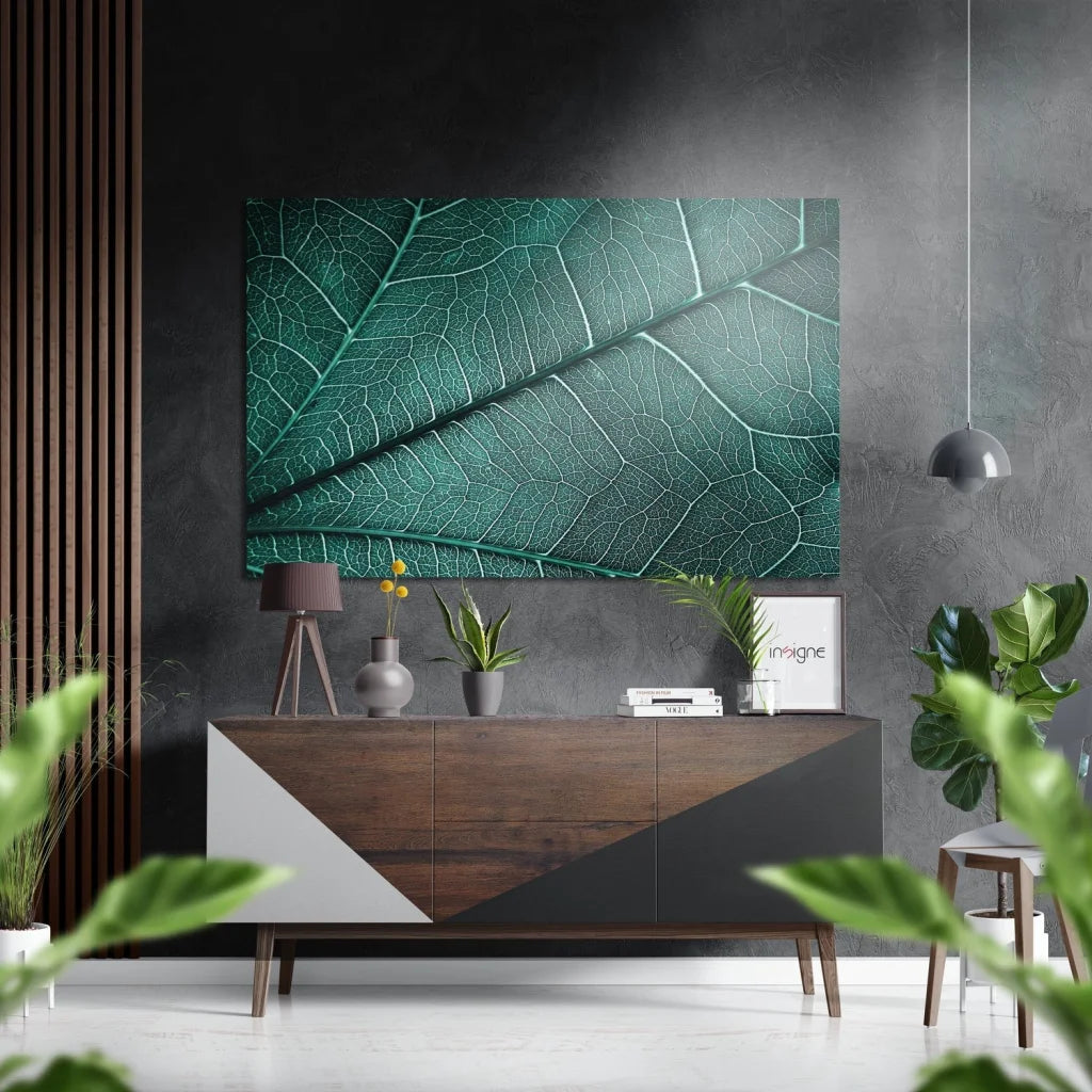 Stunning Green Leaf Print on Brushed Aluminium Dibond | Insigneart USA | vintageantiquesgifts.com