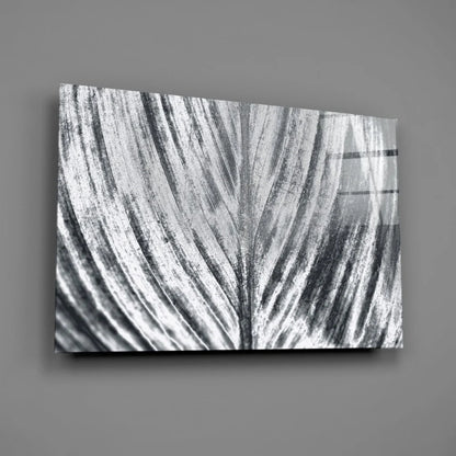Bold Abstract Leaf Glass Wall Art in Striking Black and White | Glass Wall Art Print | vintageantiquesgifts.com