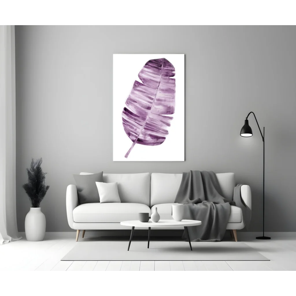 Purple Banana Leaf Watercolor Wall Art Print | Modern Wall Art Decor | vintageantiquesgifts.com