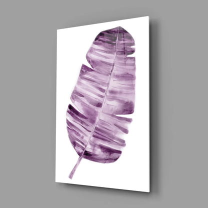 Purple Banana Leaf Watercolor Wall Art Print | Glass Wall Art Print | vintageantiquesgifts.com