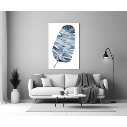 Blue Banana Leaf Watercolor Wall Art Canvas Print | Modern Wall Art Decor | vintageantiquesgifts.com