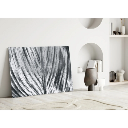 Bold Abstract Leaf Glass Wall Art in Striking Black and White | Modern Wall Art Decor | vintageantiquesgifts.com