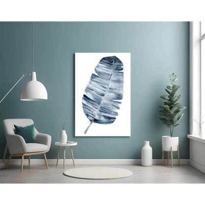 Blue Banana Leaf Watercolor Wall Art Canvas Print | Contemporary Home Wall Art | vintageantiquesgifts.com