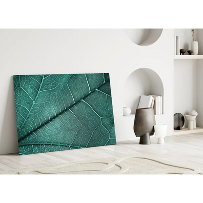 Stunning Emerald Leaf Glass Wall Art With Natural Vein Details | Modern Wall Art Decor | vintageantiquesgifts.com
