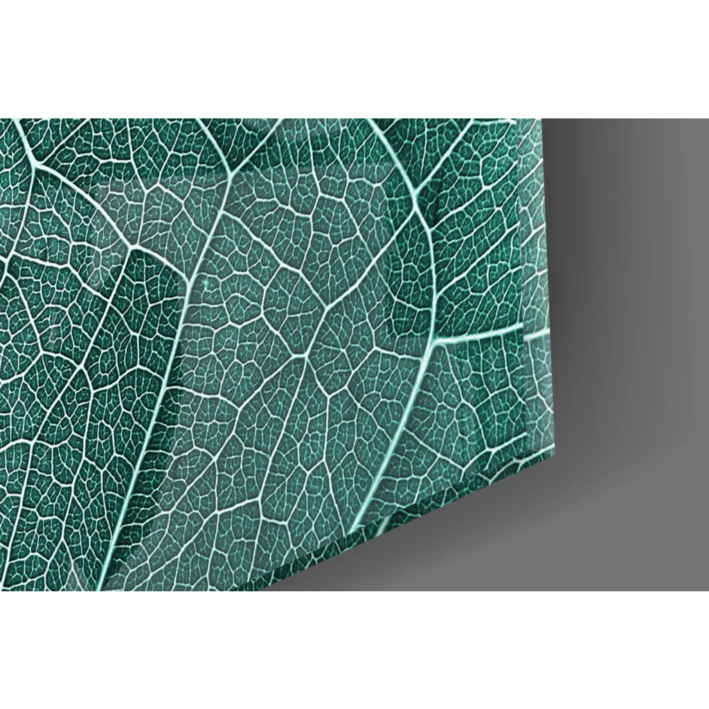 Stunning emerald leaf glass wall art with natural vein details