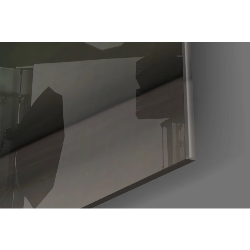 Sleek dark gray metallic glass wall art mirror in Leaping Ballerina design