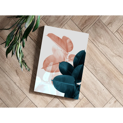 Peach and Teal Botanical Insigne Aluminum Prints | Modern Wall Art Decor | vintageantiquesgifts.com