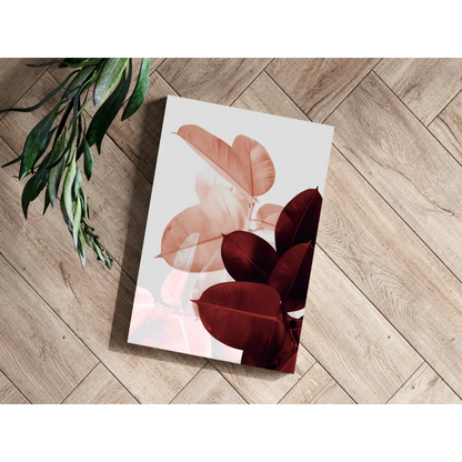Translucent Leaves Aluminum Print in Peach and Burgundy Tones | Modern Wall Art Decor | vintageantiquesgifts.com