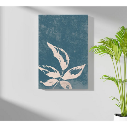 Insigne aluminum prints with white leaf on teal background