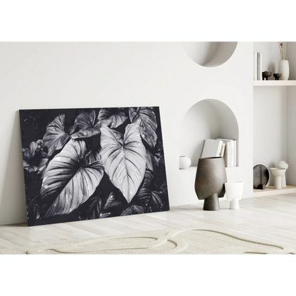 Tropical Leaves Black and White Canvas Wall Art | Modern Wall Art Decor | vintageantiquesgifts.com