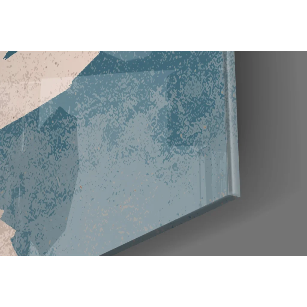 Stunning teal leaf wall art canvas print in blue white abstract textured finish