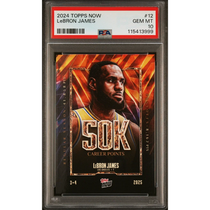 LeBron James 50K Points PSA Graded Topps Now Gold Border Card