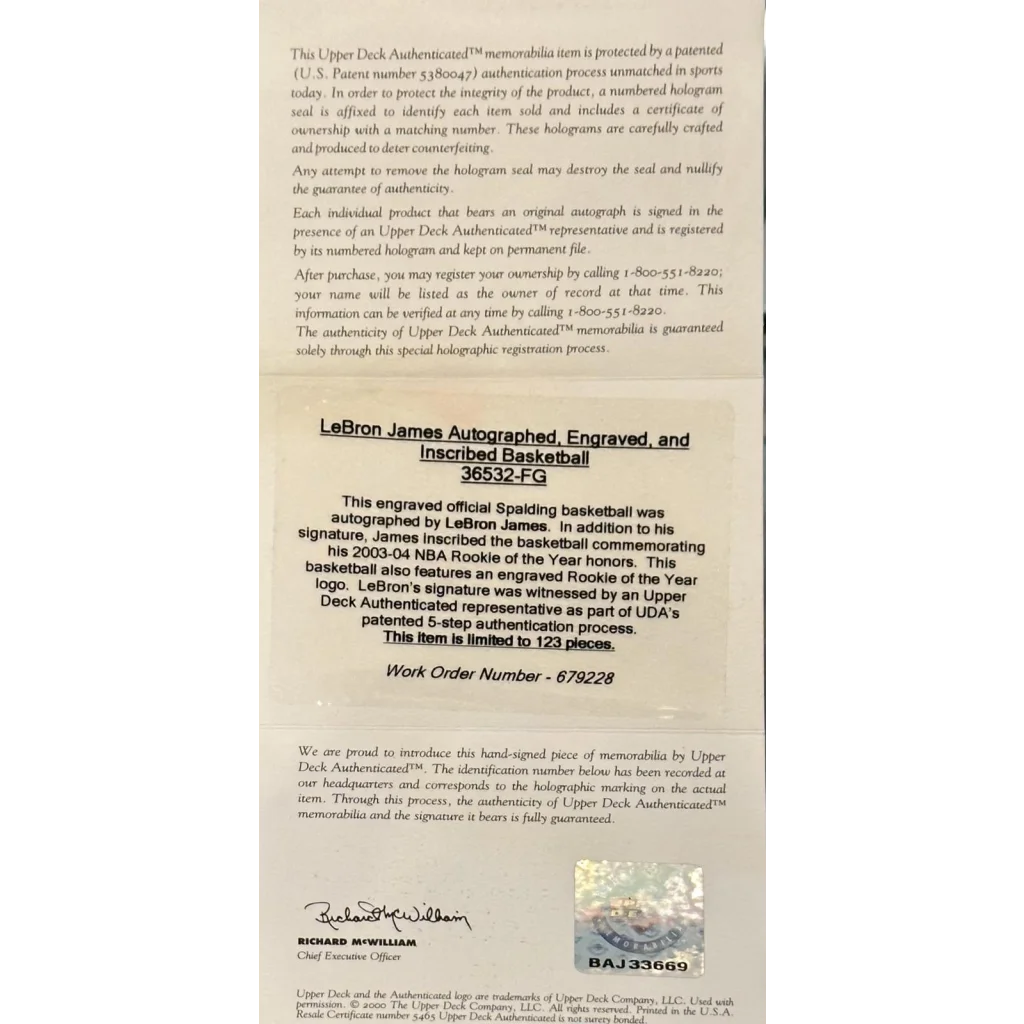 LeBron James autographed NBA rookie basketball, 2013-04 edition